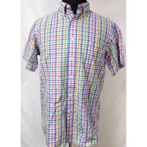 Cremieux Collection Mens Medium Multicolor Plaid Short Sleeve Button Down Shirt